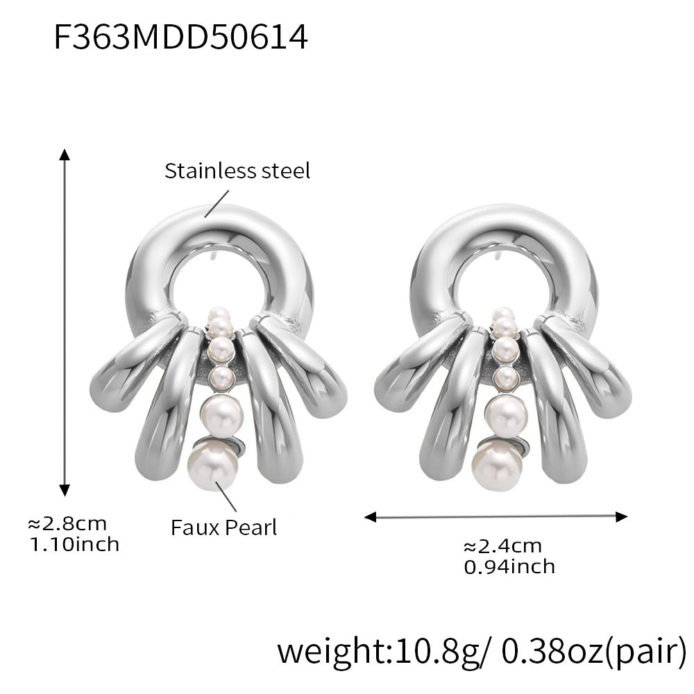 316L Stainless Steel Multi-Layer Shell Pearl Earrings - Image 13