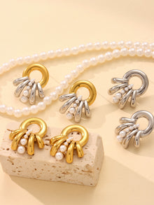 316L Stainless Steel Multi-Layer Shell Pearl Earrings - Image 5