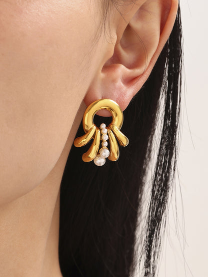 316L Stainless Steel Multi-Layer Shell Pearl Earrings - Image 9