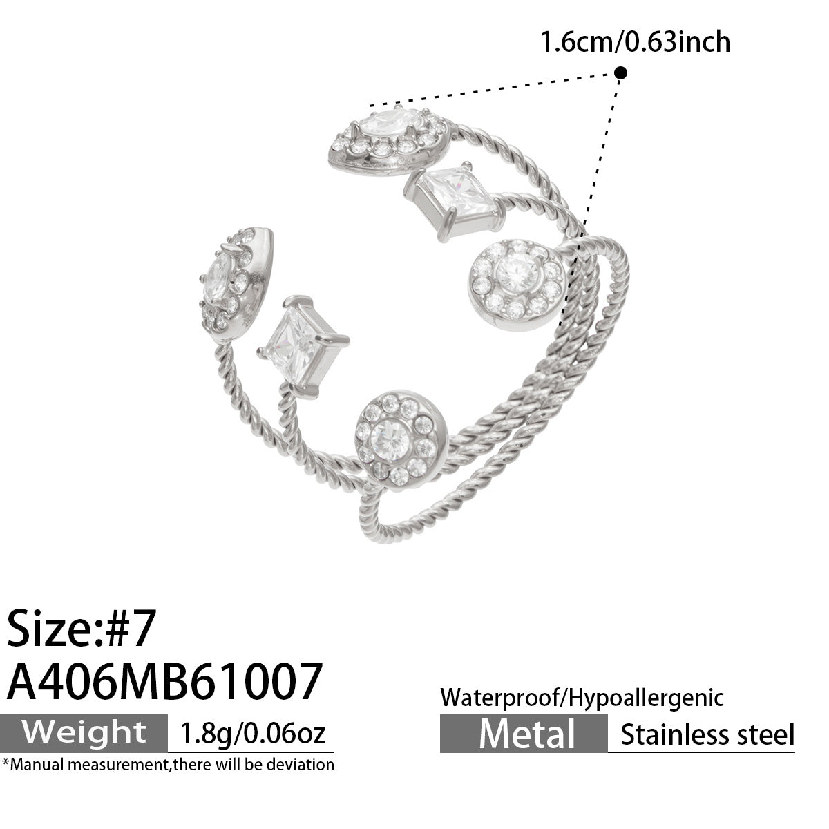 316L Stainless Steel 18K PVD Gold Multi-Layer Twist Open Ring made with 316L stainless steel and 18K PVD gold finish for wholesale jewelry buyers - image 14