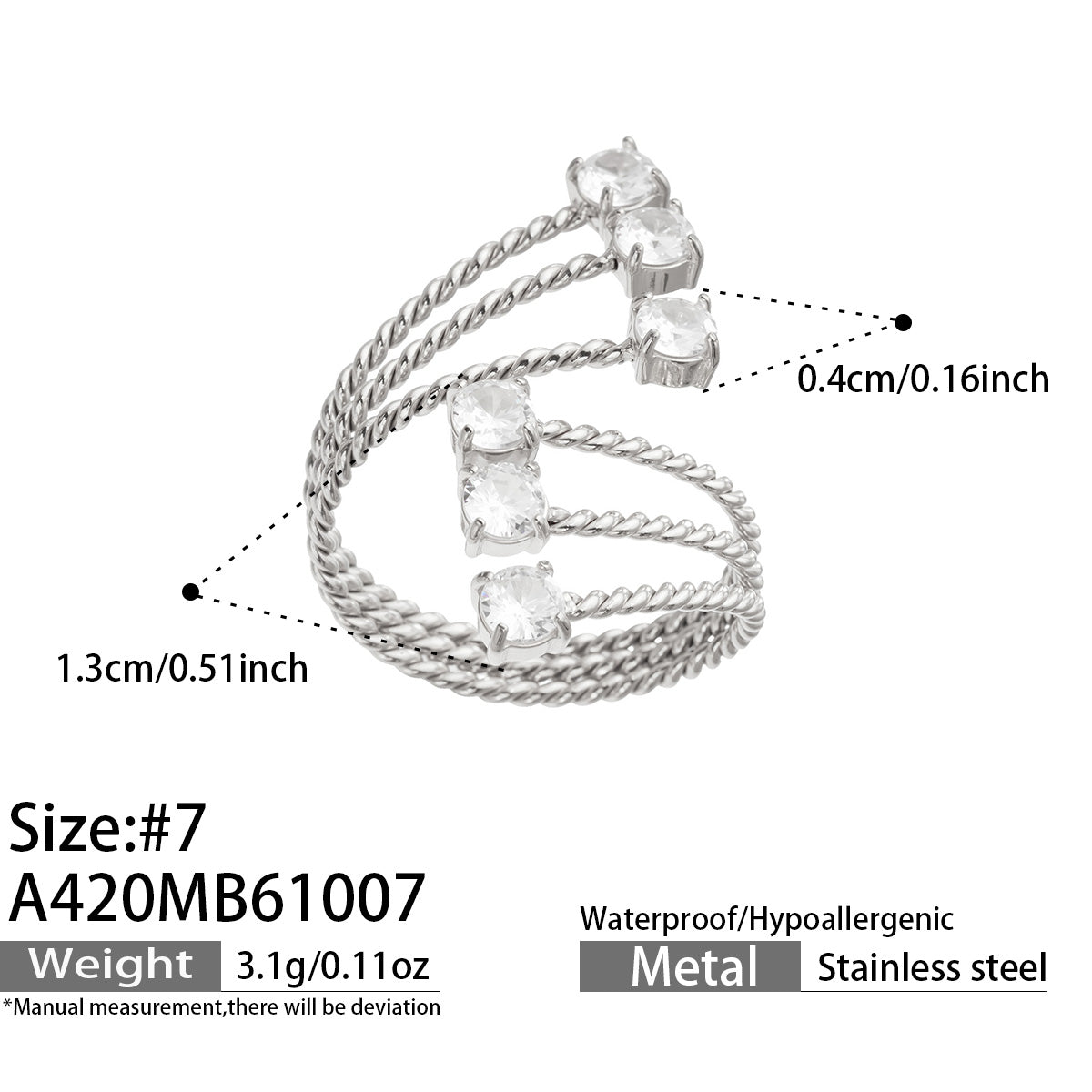 316L Stainless Steel 18K PVD Gold Multi-Layer Twist Open Ring made with 316L stainless steel and 18K PVD gold finish for wholesale jewelry buyers - image 16