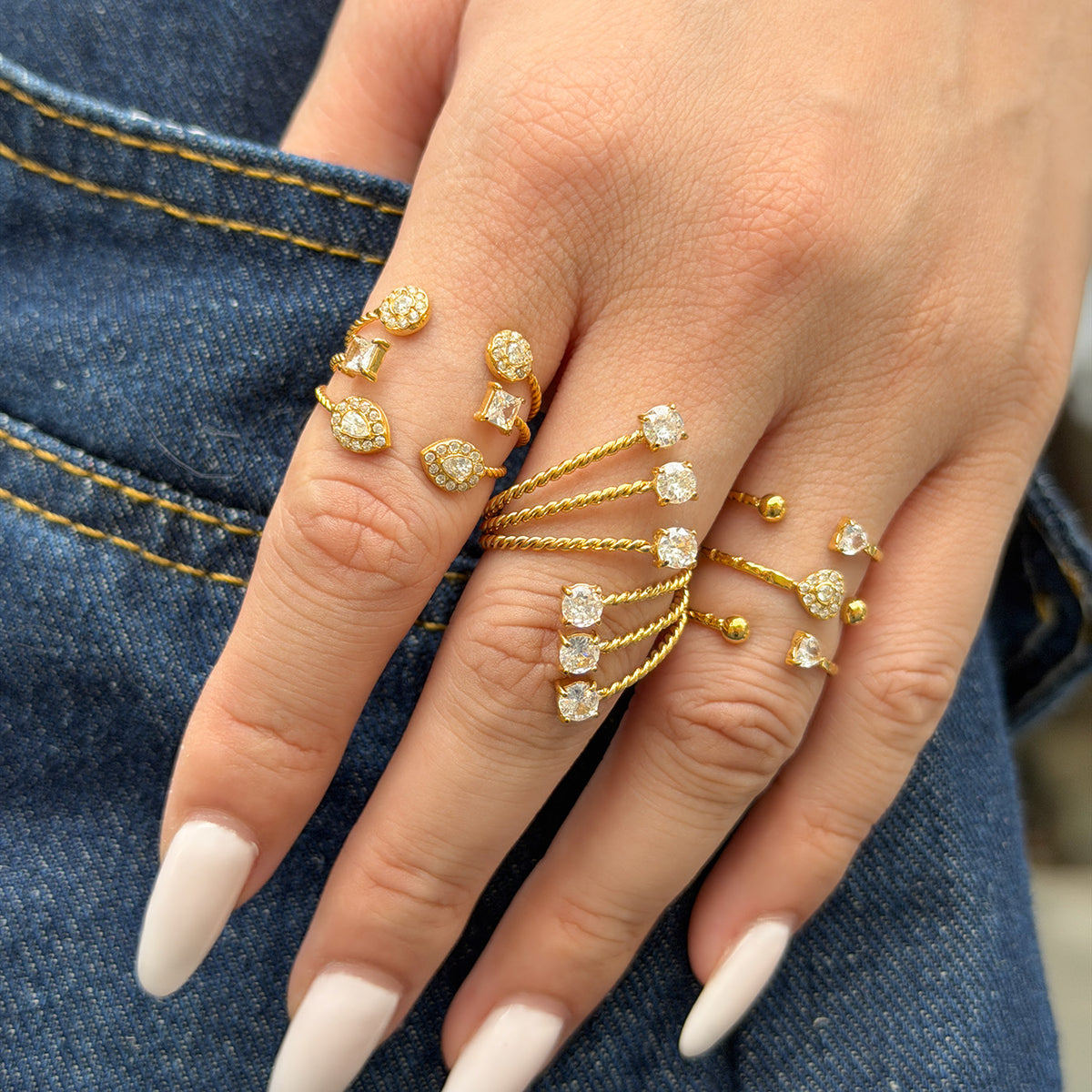 Multi-Layer Twist Open Ring - Gold Color
