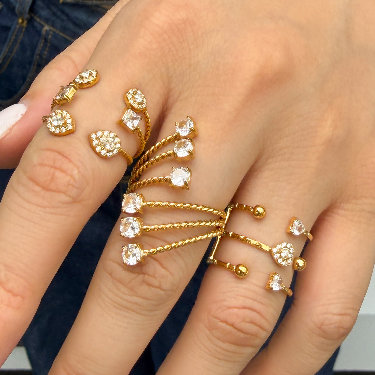 316L Stainless Steel 18K PVD Gold Multi-Layer Twist Open Ring made with 316L stainless steel and 18K PVD gold finish for wholesale jewelry buyers - image 6