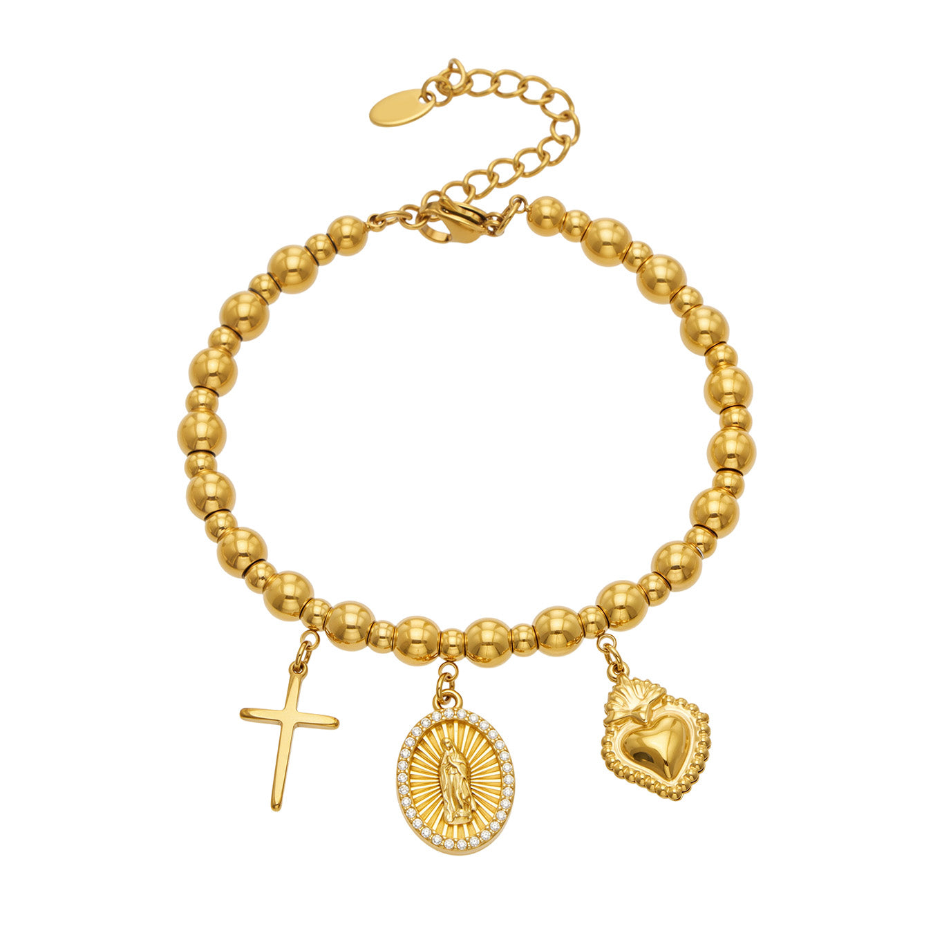 Elegant 316L stainless steel multi-pendant bangle design