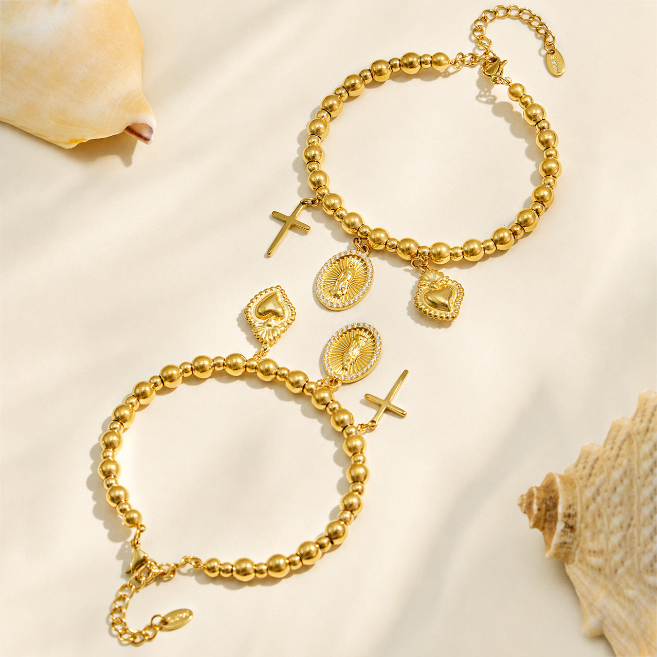 316L Stainless Steel 18K PVD Gold Multi-Pendant Bangle made with 316L stainless steel and 18K PVD gold finish for wholesale jewelry buyers - image 5