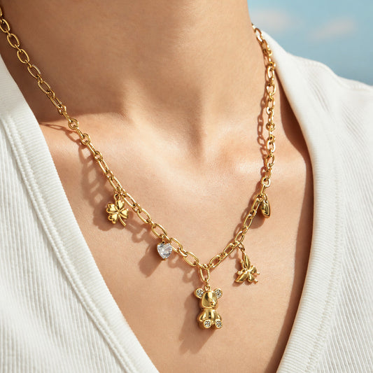 316L Stainless Steel 18K PVD Gold Multi-Pendant Bracelet and Necklace made with 316L stainless steel and 18K PVD gold finish for wholesale jewelry buyers - image 21