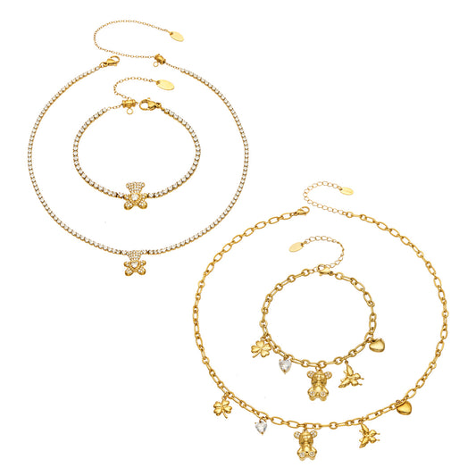 316L Stainless Steel 18K PVD Gold Multi-Pendant Bracelet and Necklace made with 316L stainless steel and 18K PVD gold finish for wholesale jewelry buyers - image 5