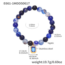 316L Stainless Steel Natural Agate Handmade Elastic Beaded Bracelet - Image 13