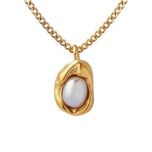 316L Stainless Steel Natural Freshwater Pearl Irregular Pendant Cuban Chain Necklace - Image 3