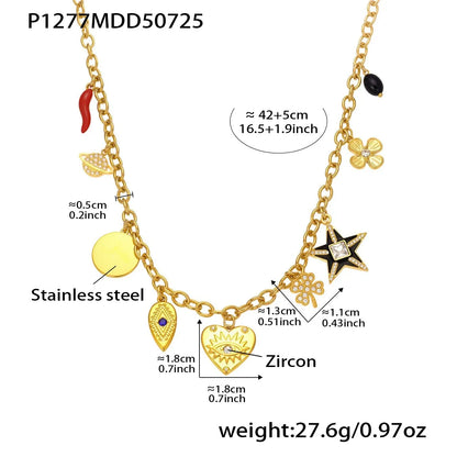 316L Stainless Steel Natural Freshwater Pearl Zircon Cross Long Necklace - Image 1