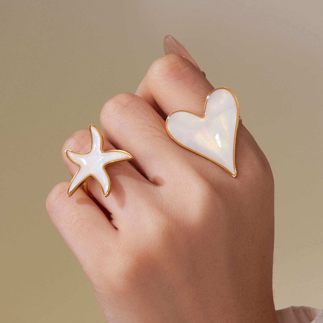 316L Stainless Steel Natural Mother-of-Pearl Heart & Starfish Enamel Jewelry Collection - Image 11