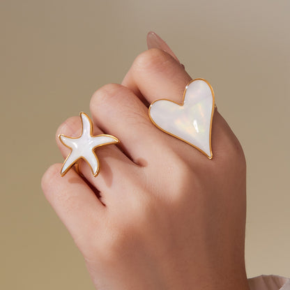 316L Stainless Steel Natural Mother-of-Pearl Heart & Starfish Enamel Jewelry Collection - Image 11