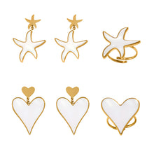 316L Stainless Steel Natural Mother-of-Pearl Heart & Starfish Enamel Jewelry Collection - Image 15