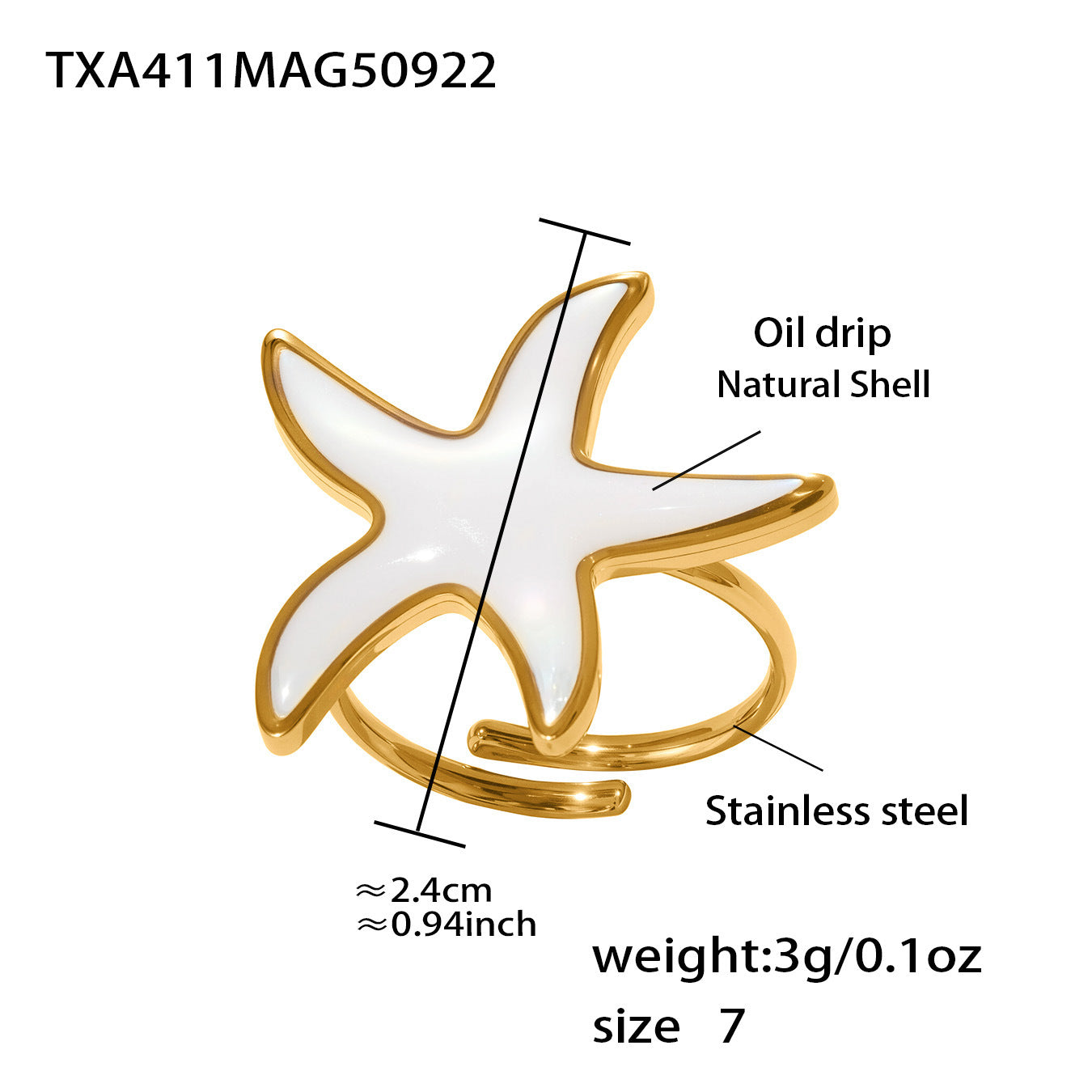 316L Stainless Steel Natural Mother-of-Pearl Heart & Starfish Enamel Jewelry Collection - Image 16