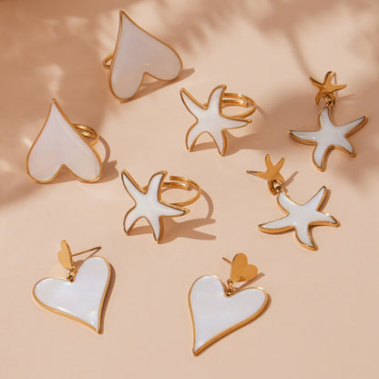 316L Stainless Steel Natural Mother-of-Pearl Heart & Starfish Enamel Jewelry Collection - Image 21