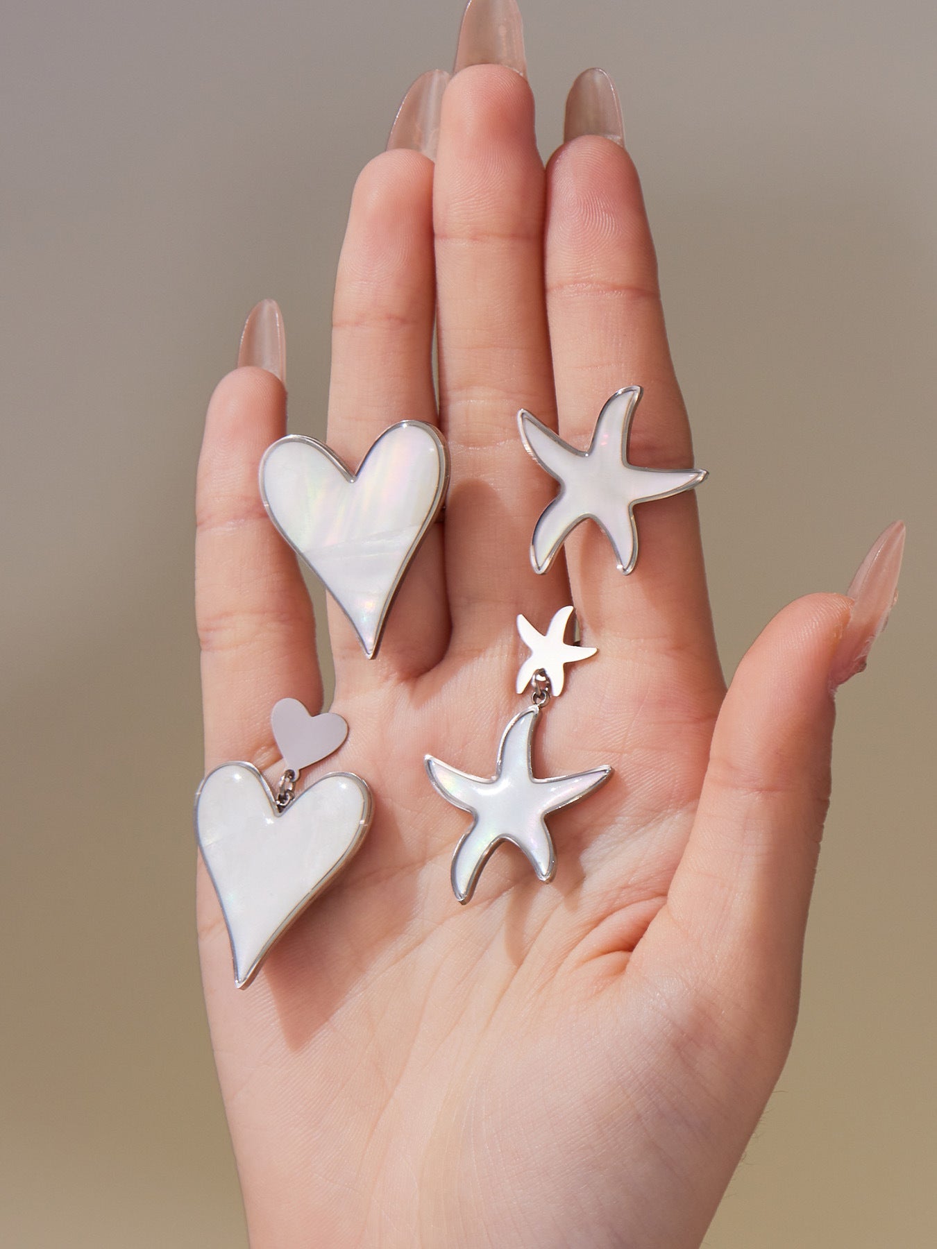 316L Stainless Steel Natural Mother-of-Pearl Heart & Starfish Enamel Jewelry Collection - Image 4