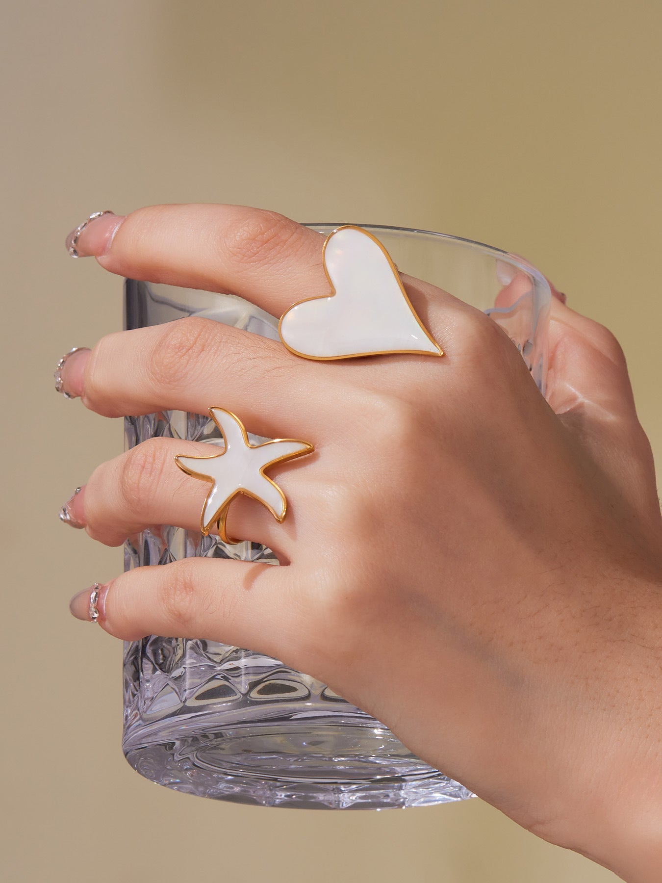 316L Stainless Steel Natural Mother-of-Pearl Heart & Starfish Enamel Jewelry Collection - Image 5