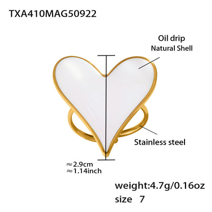 316L Stainless Steel Natural Mother-of-Pearl Heart & Starfish Enamel Jewelry Collection - Image 7