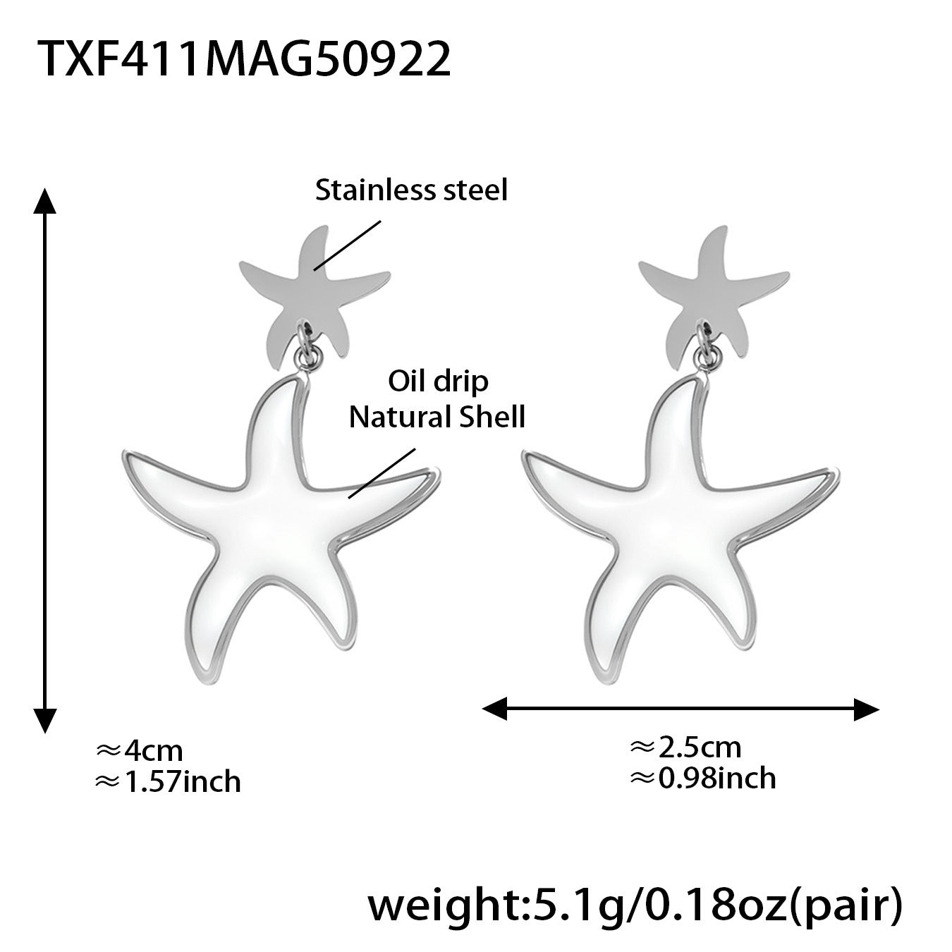316L Stainless Steel Natural Mother-of-Pearl Heart & Starfish Enamel Jewelry Collection - Image 8