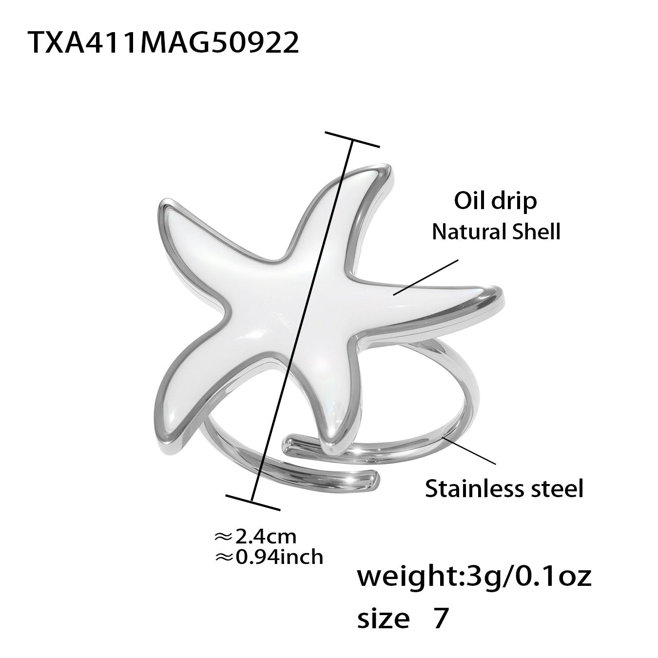 316L Stainless Steel Natural Mother-of-Pearl Heart & Starfish Enamel Jewelry Collection - Image 9