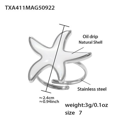 316L Stainless Steel Natural Mother-of-Pearl Heart & Starfish Enamel Jewelry Collection - Image 9