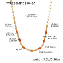 316L Stainless Steel Natural Oval Agate & Shell Bead Jewelry Set - Image 6