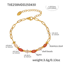 316L Stainless Steel Natural Oval Agate & Shell Bead Jewelry Set - Image 7