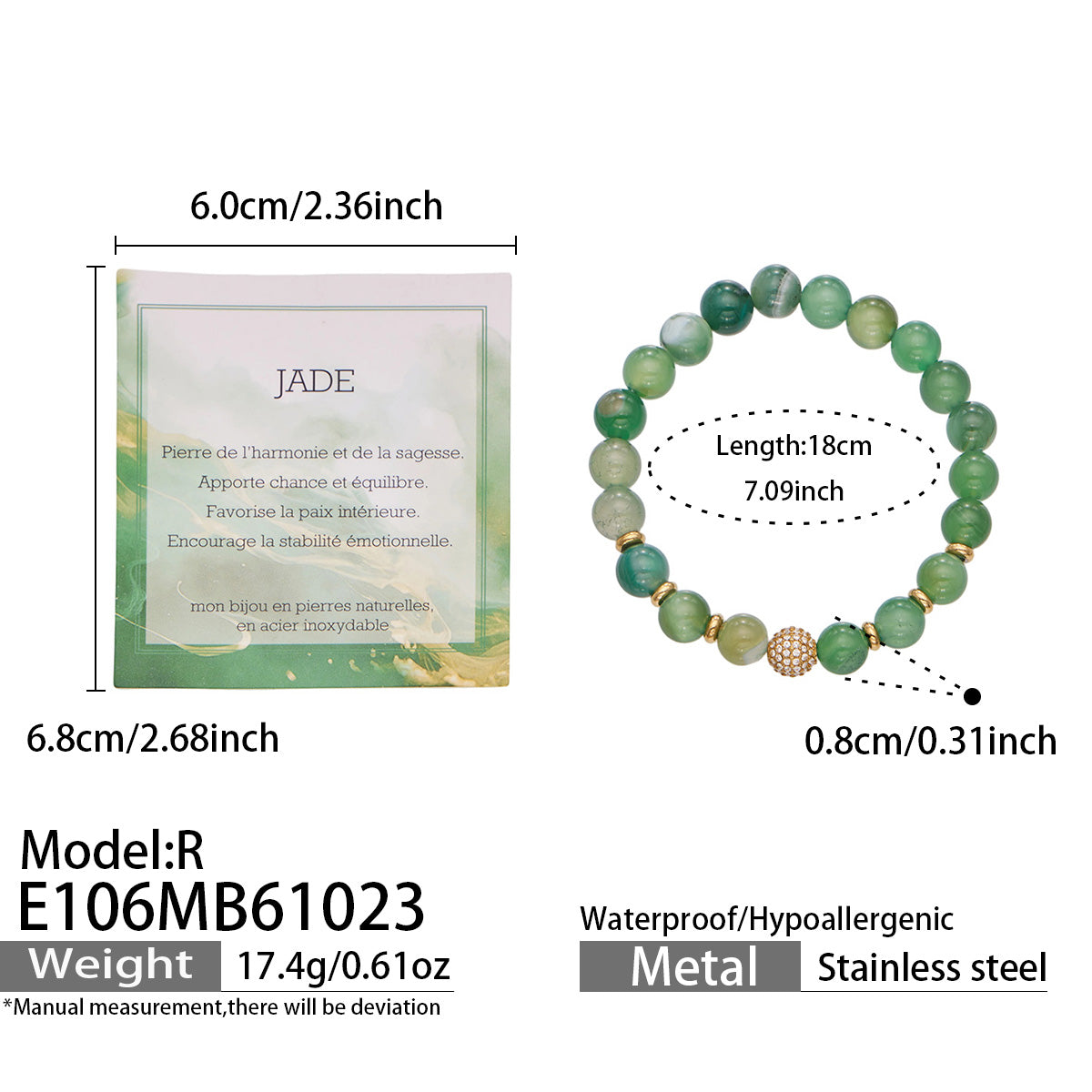 316L Stainless Steel 18K PVD Gold Natural Stone Beaded Bracelet made with 316L stainless steel and 18K PVD gold finish for wholesale jewelry buyers - image 18