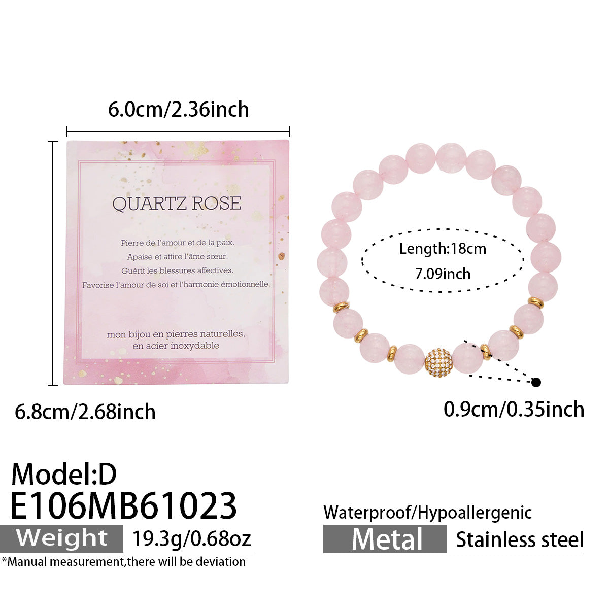 316L Stainless Steel 18K PVD Gold Natural Stone Beaded Bracelet made with 316L stainless steel and 18K PVD gold finish for wholesale jewelry buyers - image 4