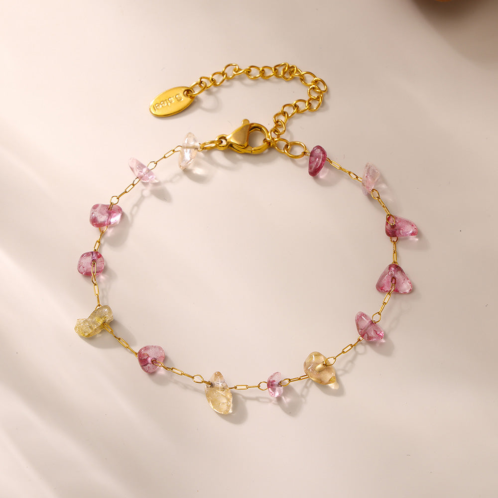 316L Stainless Steel 18K PVD Gold Natural Stone Crystal Necklace made with 316L stainless steel and 18K PVD gold finish for wholesale jewelry buyers - image 10