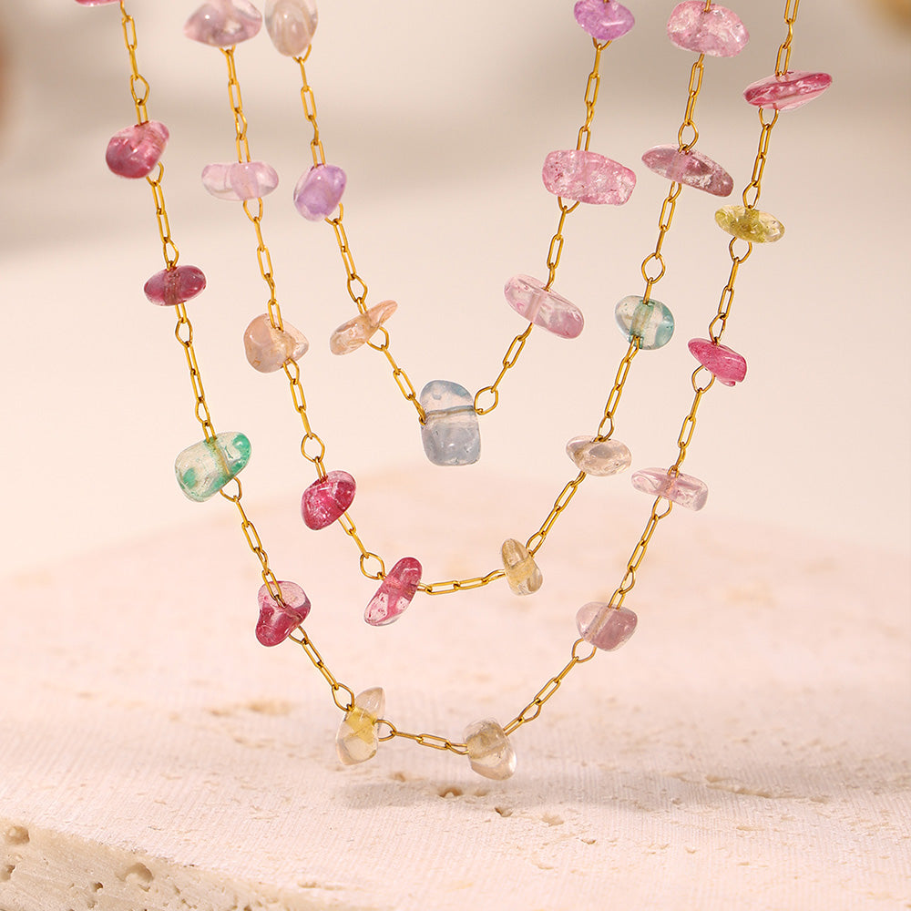 316L Stainless Steel 18K PVD Gold Natural Stone Crystal Necklace made with 316L stainless steel and 18K PVD gold finish for wholesale jewelry buyers - image 11