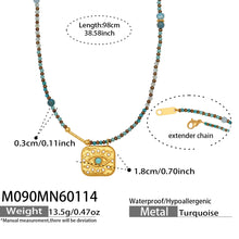 316L Stainless Steel Natural Turquoise Beaded Evil Eye Layering Necklace - Image 4