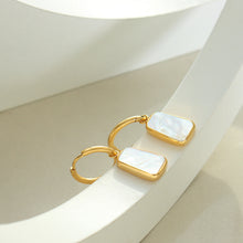 316L Stainless Steel Natural White Seashell Toggle Clasp Long Tag Necklace & Earrings Set - Image 5
