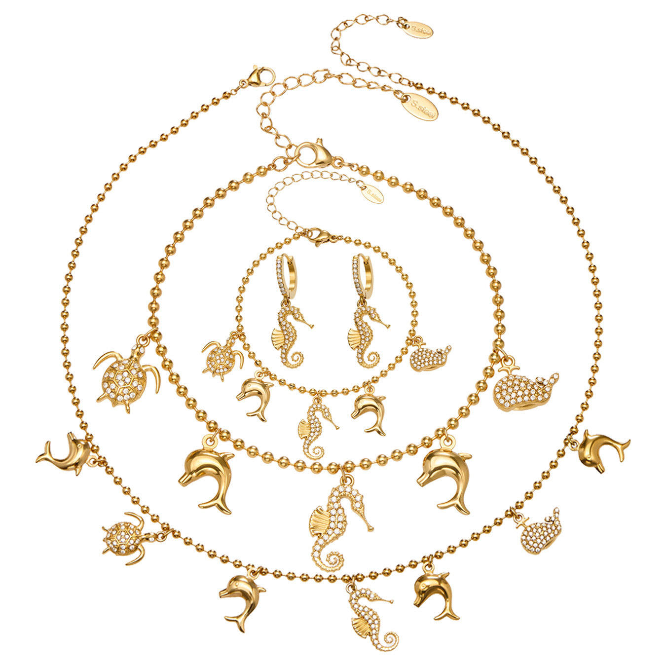 316L Stainless Steel Ocean Charm Bead Chain Jewelry - Image 5