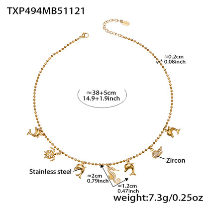 316L Stainless Steel Ocean Charm Bead Chain Jewelry - Image 6