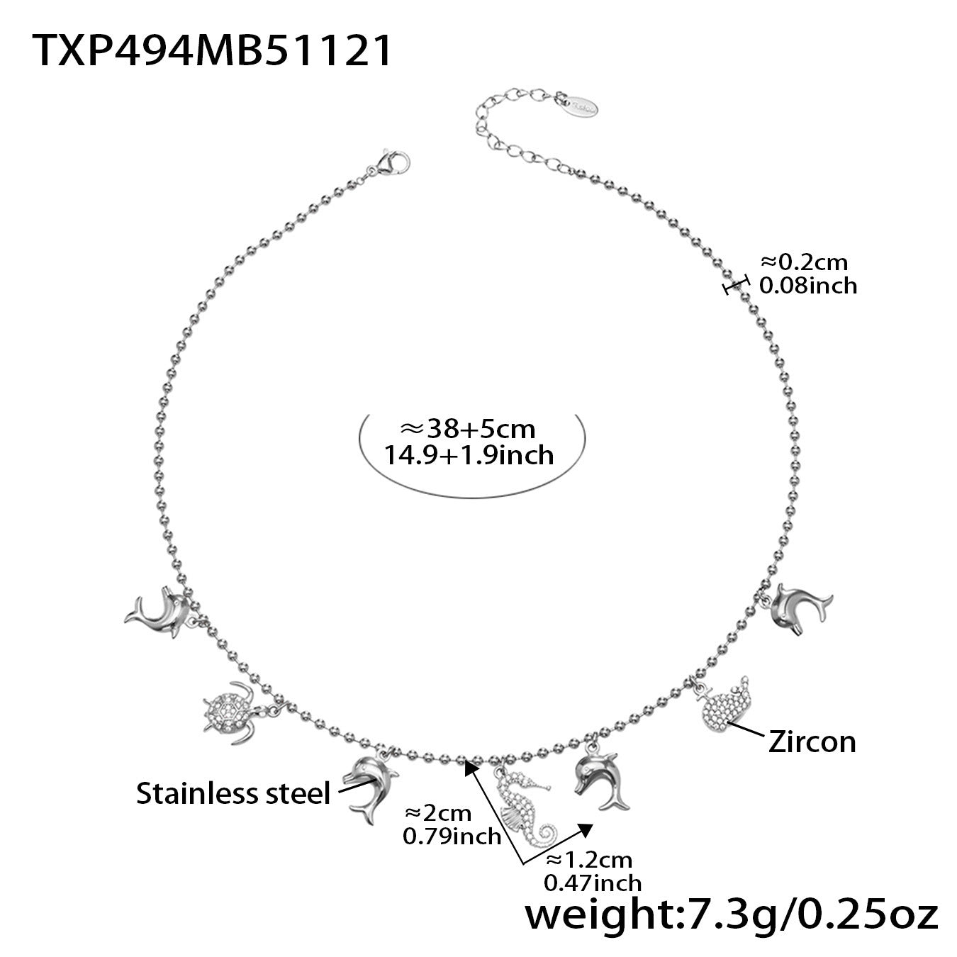 316L Stainless Steel Ocean Charm Bead Chain Jewelry - Image 7