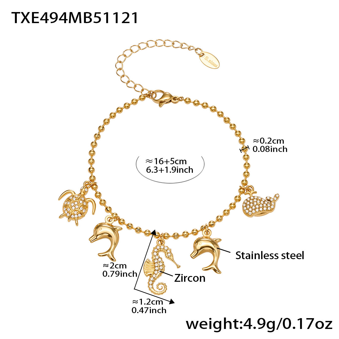 316L Stainless Steel Ocean Charm Bead Chain Jewelry - Image 8