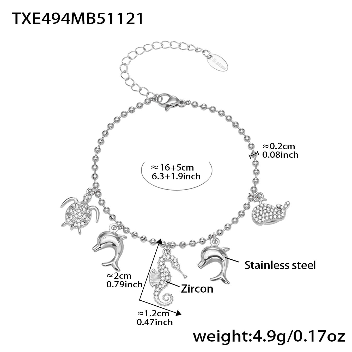 316L Stainless Steel Ocean Charm Bead Chain Jewelry - Image 9