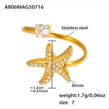 316L Stainless Steel Ocean Charm Zircon Ring Collection - Image 12