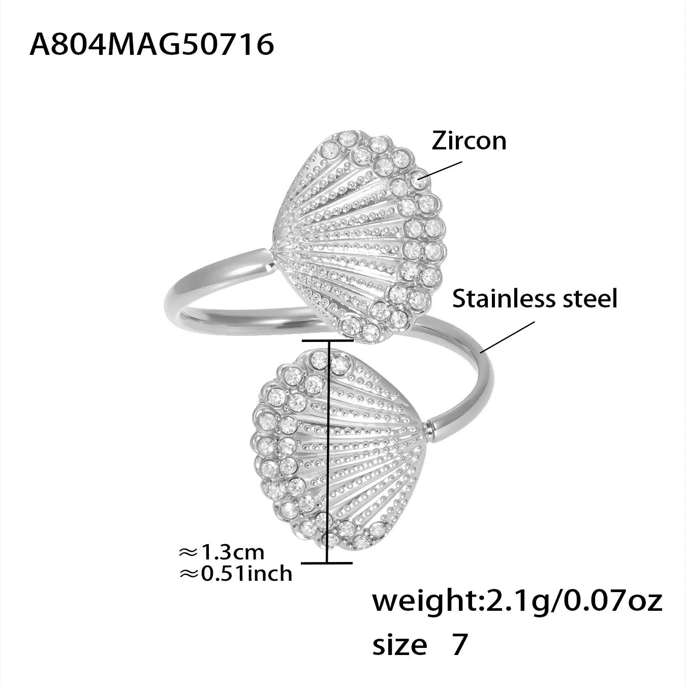 316L Stainless Steel Ocean Charm Zircon Ring Collection - Image 9