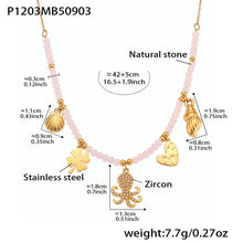 316L Stainless Steel Ocean-Inspired Octopus & Heart Pendant Natural Crystal Beaded Necklace - Image 3
