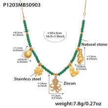 316L Stainless Steel Ocean-Inspired Octopus & Heart Pendant Natural Crystal Beaded Necklace - Image 5