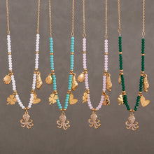 316L Stainless Steel Ocean-Inspired Octopus & Heart Pendant Natural Crystal Beaded Necklace - Image 7