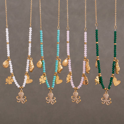 316L Stainless Steel Ocean-Inspired Octopus & Heart Pendant Natural Crystal Beaded Necklace - Image 7