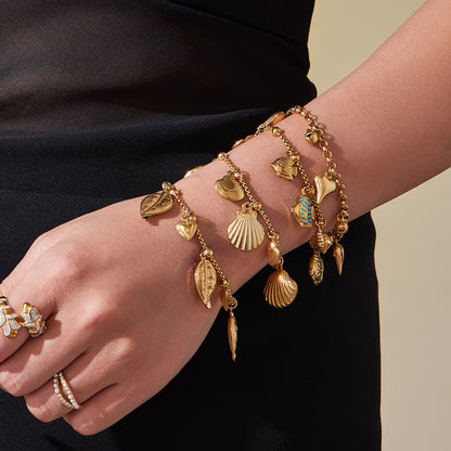 316L Stainless Steel Ocean-Inspired Shell & Fish Multi-Pendant DIY Bracelet - Image 11