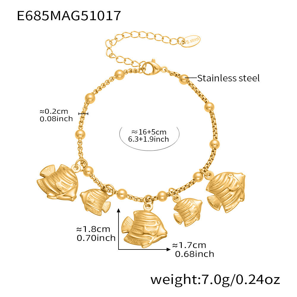 316L Stainless Steel Ocean-Inspired Shell & Fish Multi-Pendant DIY Bracelet - Image 12