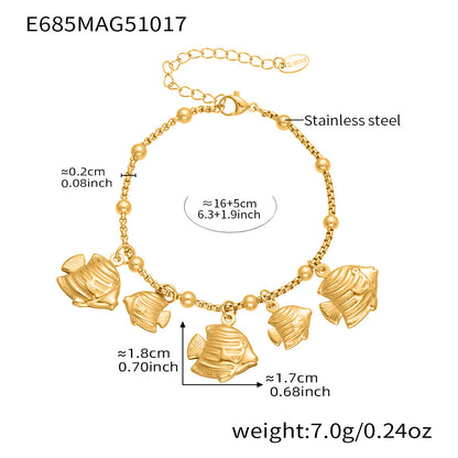 316L Stainless Steel Ocean-Inspired Shell & Fish Multi-Pendant DIY Bracelet - Image 12