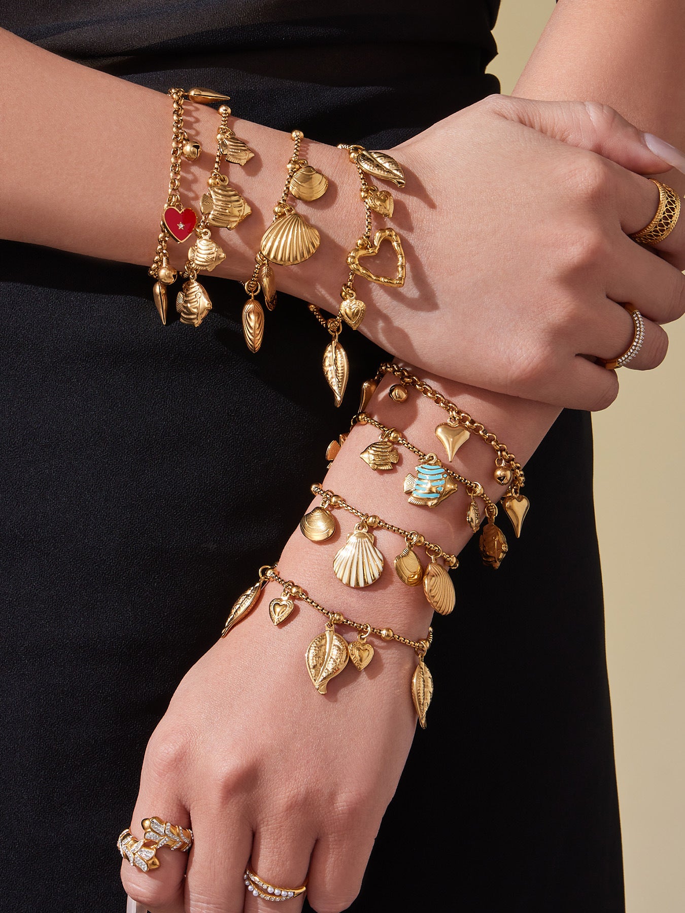 316L Stainless Steel Ocean-Inspired Shell & Fish Multi-Pendant DIY Bracelet - Image 13