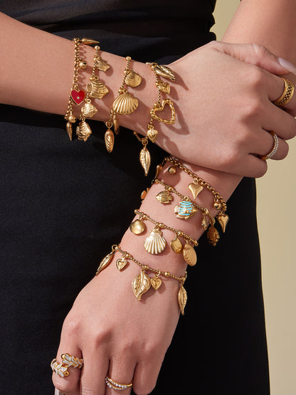 316L Stainless Steel Ocean-Inspired Shell & Fish Multi-Pendant DIY Bracelet - Image 13