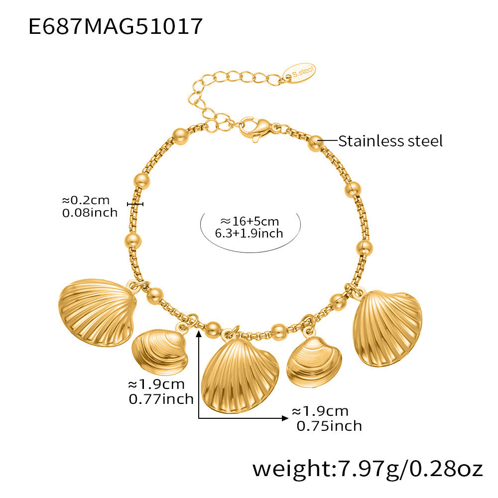 316L Stainless Steel Ocean-Inspired Shell & Fish Multi-Pendant DIY Bracelet - Image 2